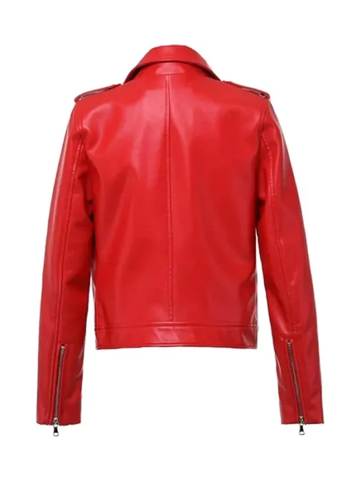 Womens Zipper red Motorcycle Jacket