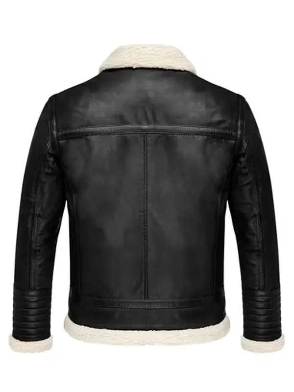 Beverly Men’s Black Shearling Leather Jacket Back