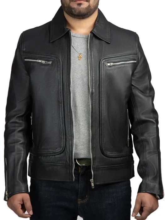 John Black Biker Leather Biker Jacket