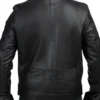 John Black Leather Biker Jacket Back