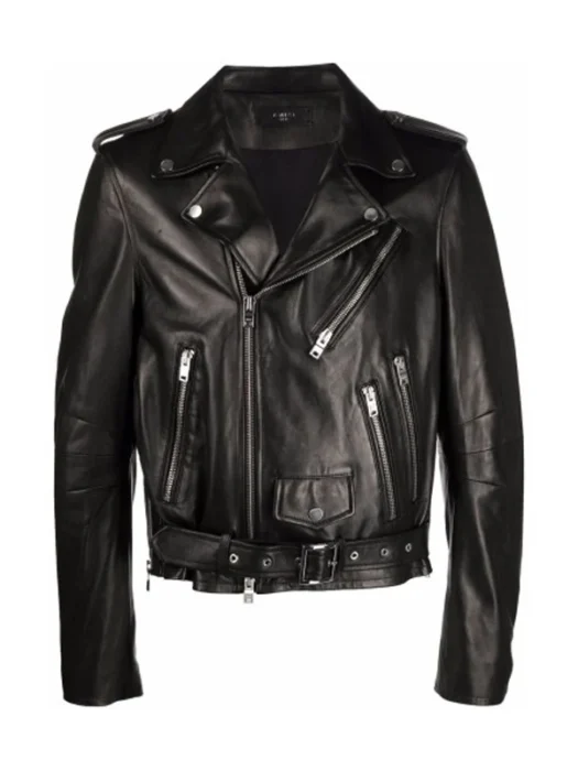 Men Amiri Black Biker Leather Jacket