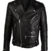 Men Balmain Black Biker Leather Jacket