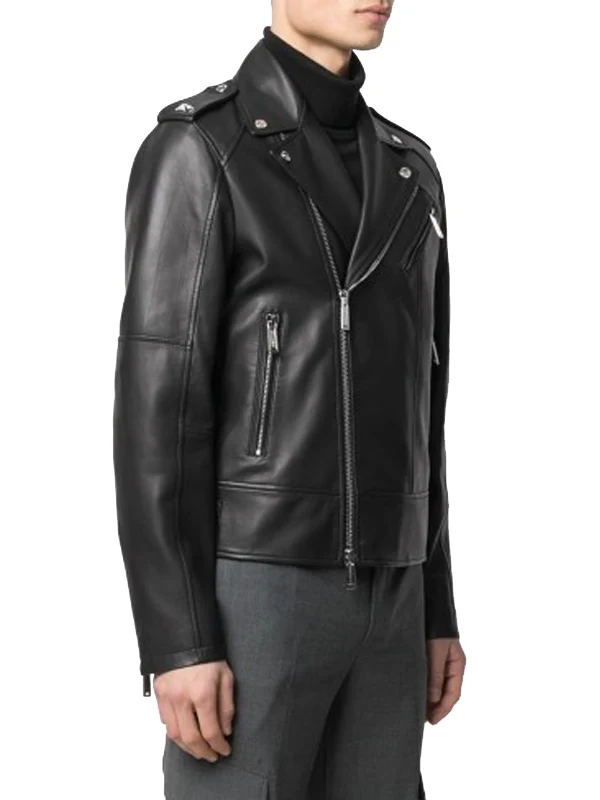 Men Stylish Biker Leather Black Jacket