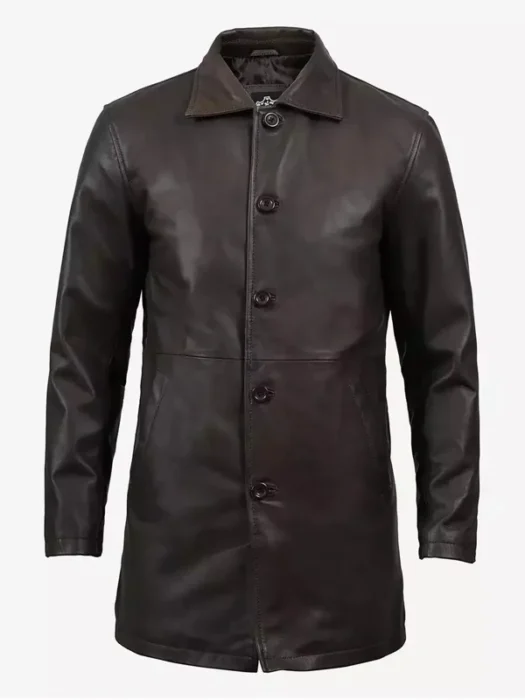 Men’s 3-4 Length Brown Leather Coat