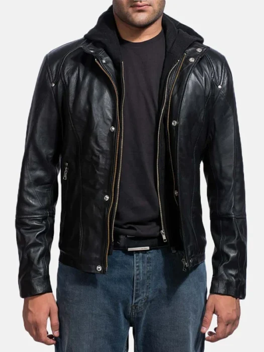 Mens Back Street Biker Black Leather Jacket