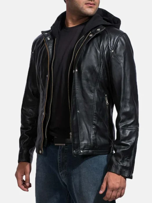 Mens Back Street Black Leather Jacket