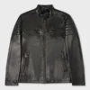 Mens Biker Style Black Leather Jacket