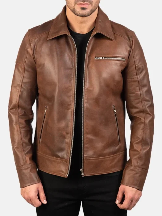 Mens Choco Brown Leather Jacket