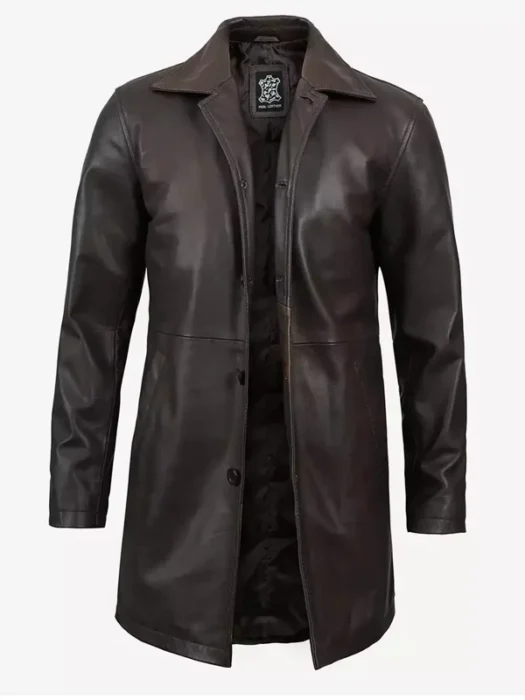 Men’s Dark Brown Real Lambskin Leather Coat