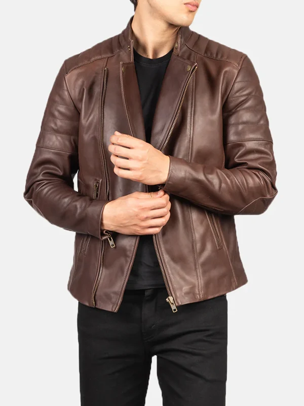 Mens Dark Brown Stylish Leather Jacket