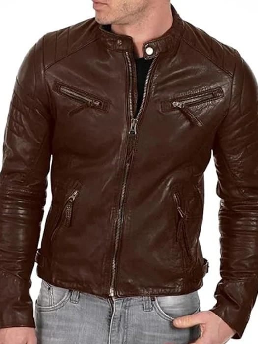 Men's New Zealand Lambskin Leather Classic Open Bottom Jacket