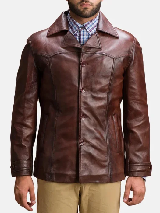 Mens Steve Brown Leather Jacket