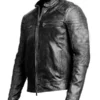 Mens Vintage Black Genuine Lambskin Leather Biker Jacket