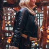 Millie Gibson Doctor Who Black Leather Shearling Jacket