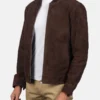 Mocha Suede Brown Bomber Jacket