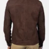 Mocha Suede Brown Bomber Jacket Back