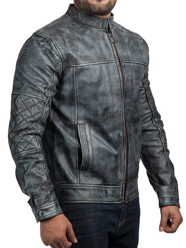 Shooter Distressed Leather Biker Jacket