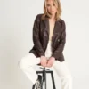 Women’s Dark Brown Leather Blazer