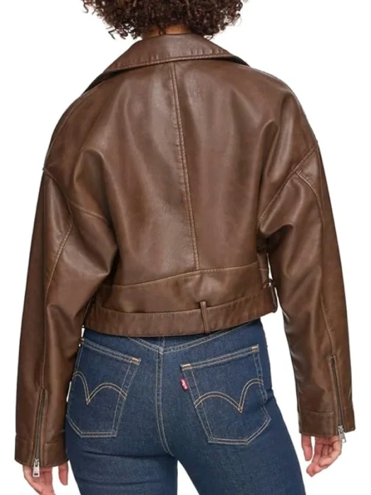 Women's Faux Leather Cropped Moto Jacket