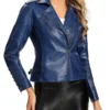 Womens Faux Leather Double Zip Up Jacket