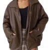 Womens Faux Suede Fall Motorcycle Brown Oversized Leather Jacket