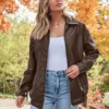 Womens Faux Suede Motorcycle Oversized Leather Jacket