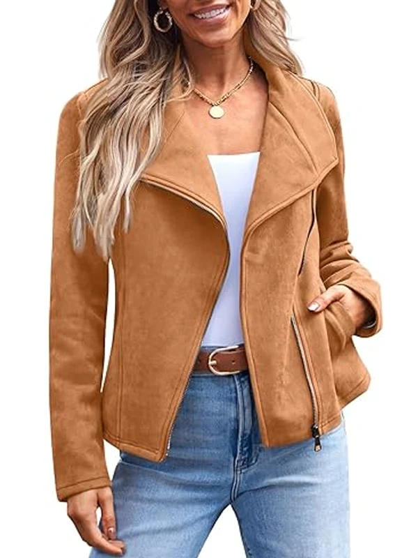 Womens Open Front Cropped Faux Leather Jacket