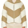 Womens Oversized Color Block Zip Up Puffy Down Puffer Jacket