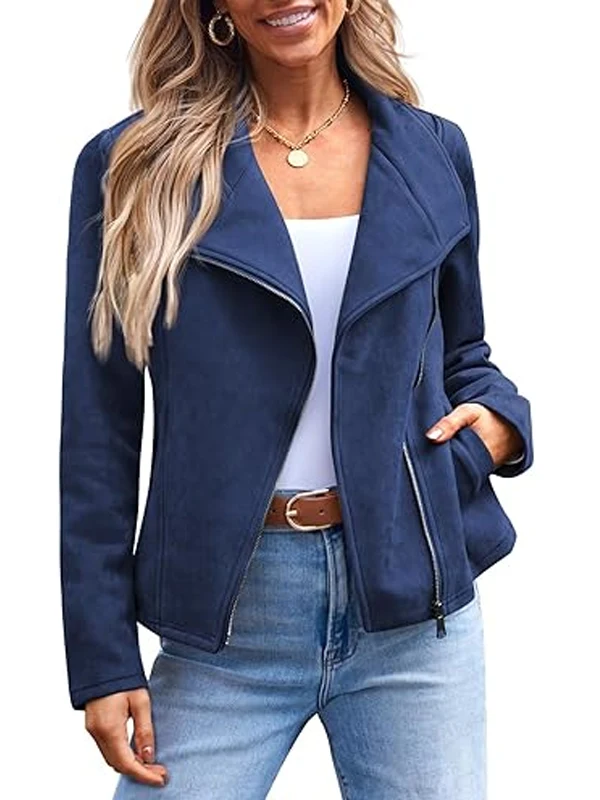 Womens Suede Faux Leather Jacket