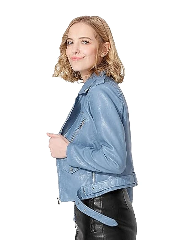 Women’s Textured Short Moto Faux Leather Jacket