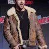 Aaron Taylor-Johnson Comic Con Shearling Leather Jacket