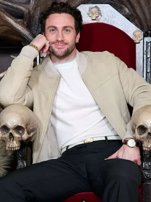 Aaron Taylor-Johnson Kraven the Hunter 2024 Suede Bomber Jacket