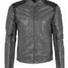 Abram Men’s Grey Leather Jacket