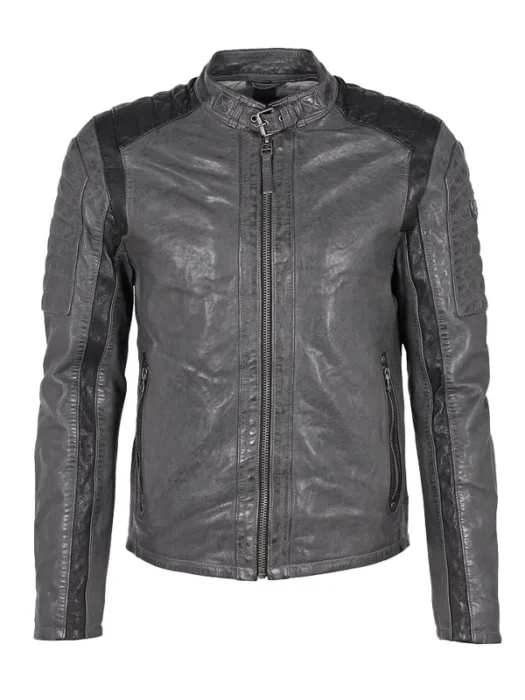 Abram Men’s Grey Leather Jacket