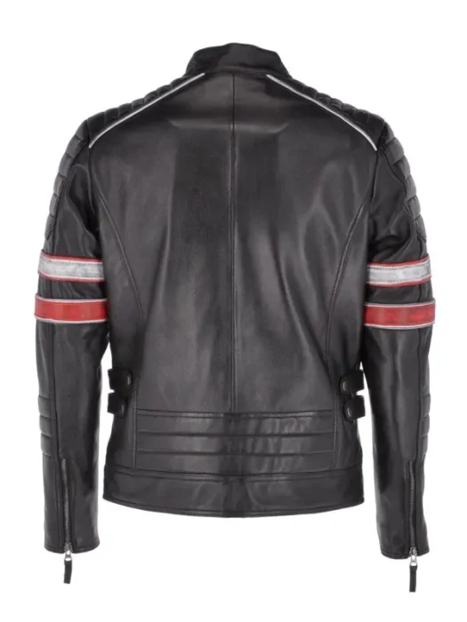 Alberton Men’s Black Biker Leather Jacket Back