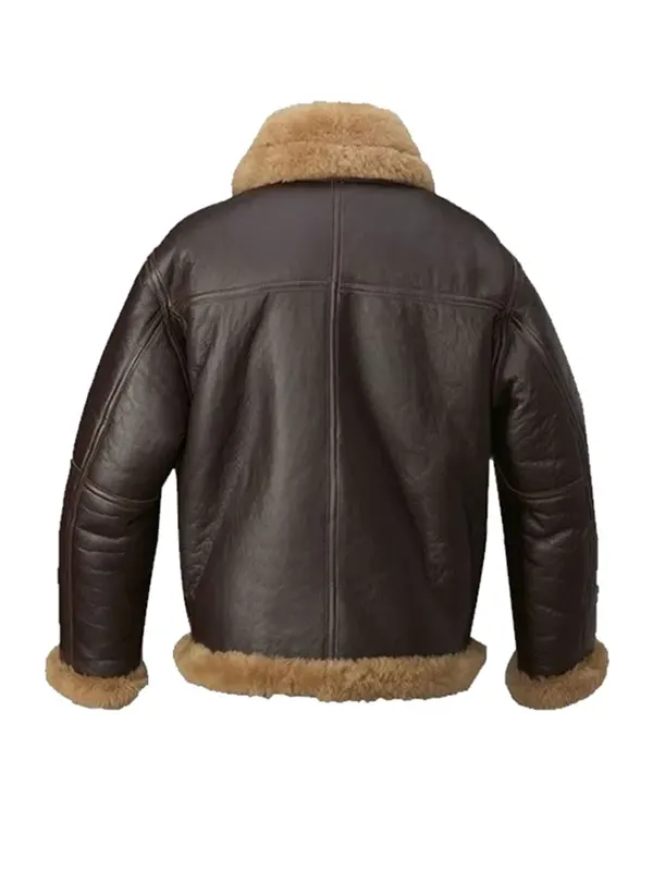 Alexander Mens Brown Leather Aviator Jacket Back