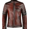 Benedict Men’s Red Moto Leather Jacket