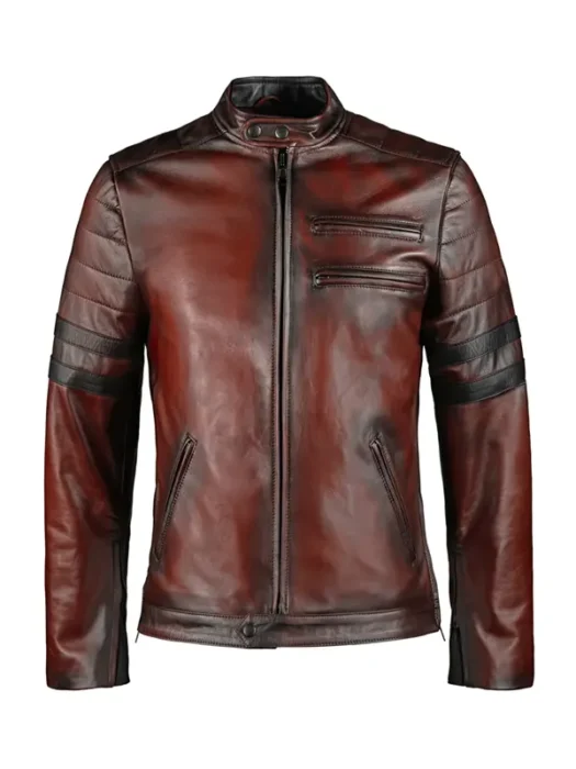 Benedict Men’s Red Moto Leather Jacket