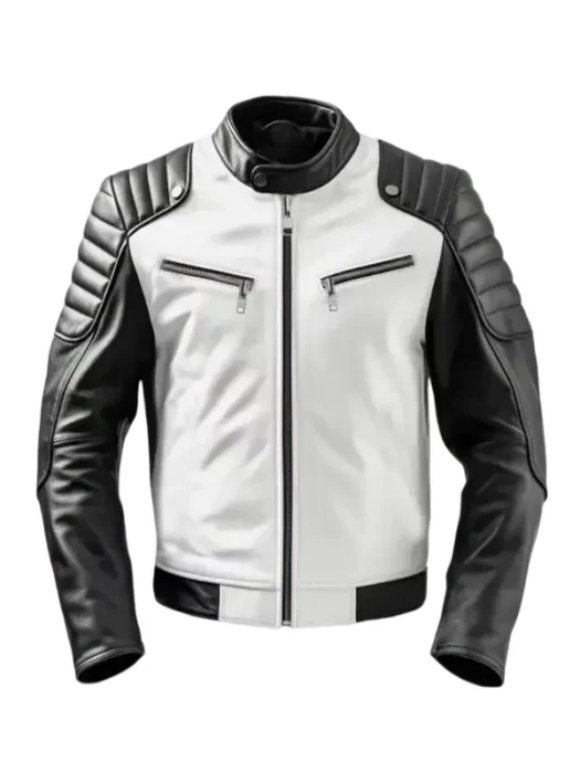 Boksburg Men’s Black & White Biker Leather Jacket