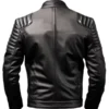 Boksburg Men’s Black & White Biker Leather Jacket Back