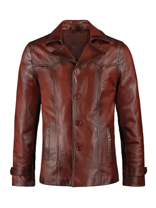 Carmine Men’s Vintage Red Leather Jacket