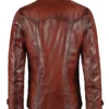 Carmine Men’s Vintage Red Leather Jacket Back