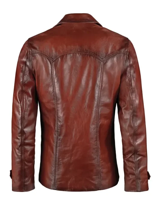 Carmine Men’s Vintage Red Leather Jacket Back