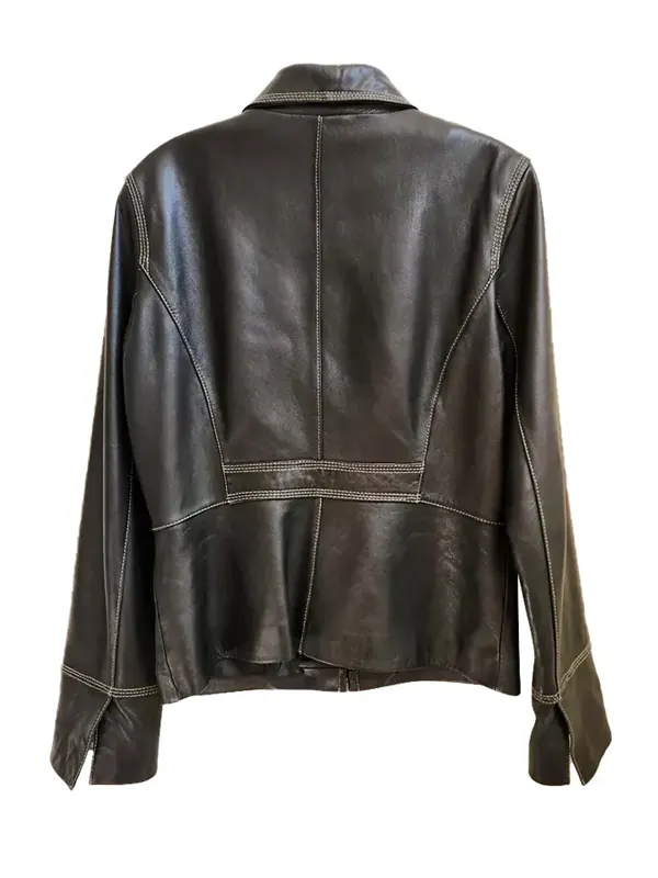 Casual Soft Leather Biker Jacket Womens​ Back