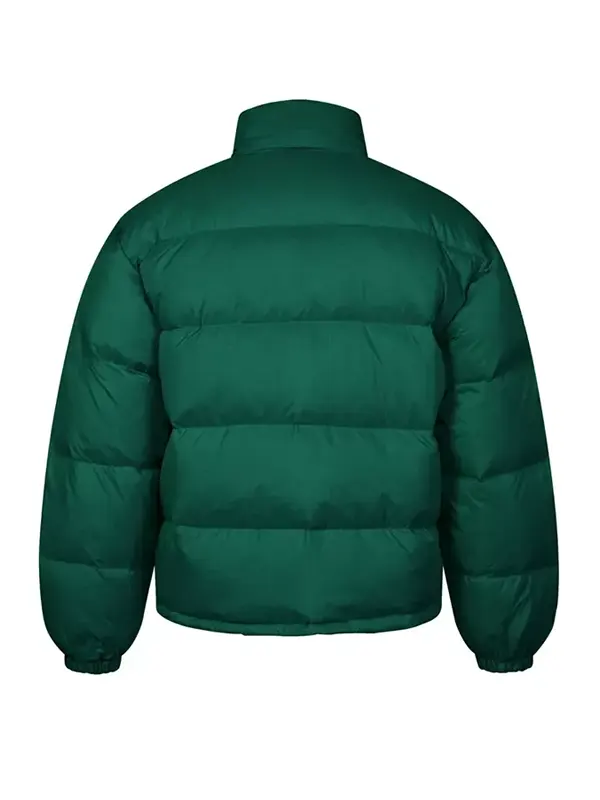 Casual Style Dark Green Puffer Jacket Back