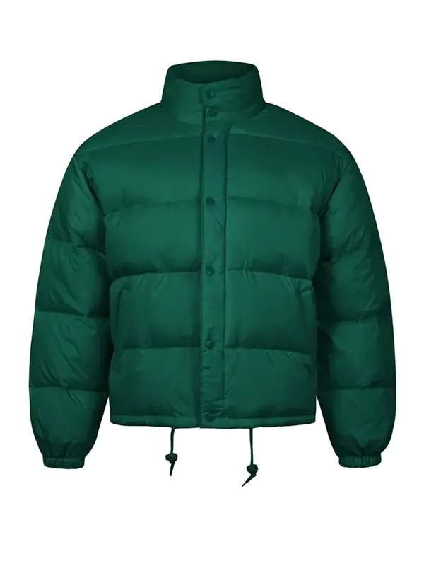 Casual Style Dark Green Puffer Jacket