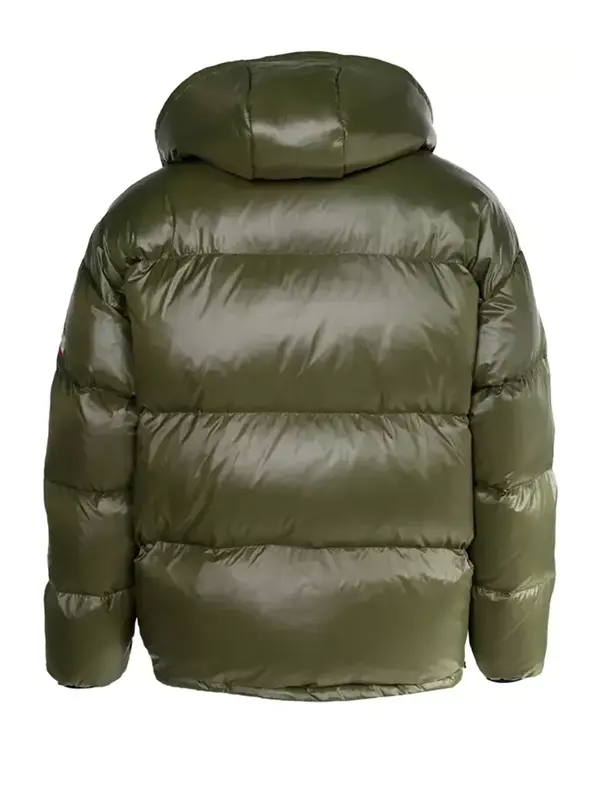 Casual Style Green Puffer Jacket with Hood Back