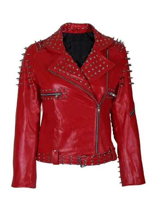 Charlotte Studded Leather Biker Jacket