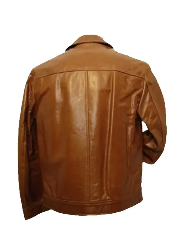 Classic Vintage Brown Leather Jacket For Men Back