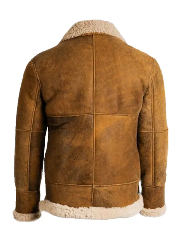 Colby Men’s Brown Shearling Aviator Leather Jacket Back